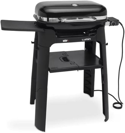 Weber Lumin grill elektryczny z uchwytem/uszczelnieniem, wędzenie, gotowanie na parze, gotowanie i utrzymywanie ciepła, do 315°C, emaliowane ruszty żelazne, powierzchnia gotowania: 33 x 49 cm, czarny