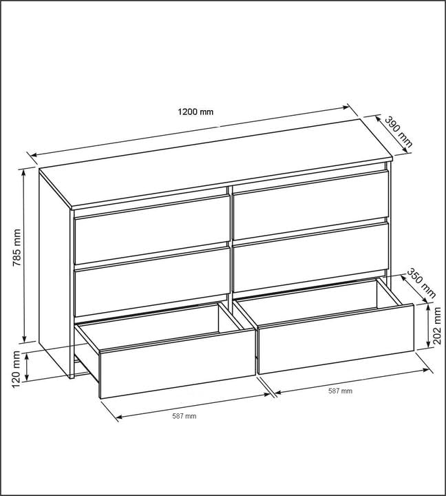 meble masztalerz Komoda Dąb Sonoma Mat z 6 szufladami - 120x78,5x39 cm - Komoda do salonu, sypialni - Szafka z szufladami - Komoda z szufladami - 120 cm