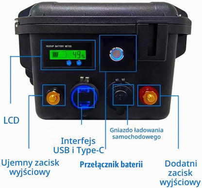12V 100Ah LifePO4 Zawiera Bluetooth i ładowarkę 10A, Akumulator Morski Litowy z 100A BMS Głęboki Cykl Klasa A Bateria LiFePO4 z LCD Idealny do Off-Grid, RV, Systemu Solarnego, Łódźi