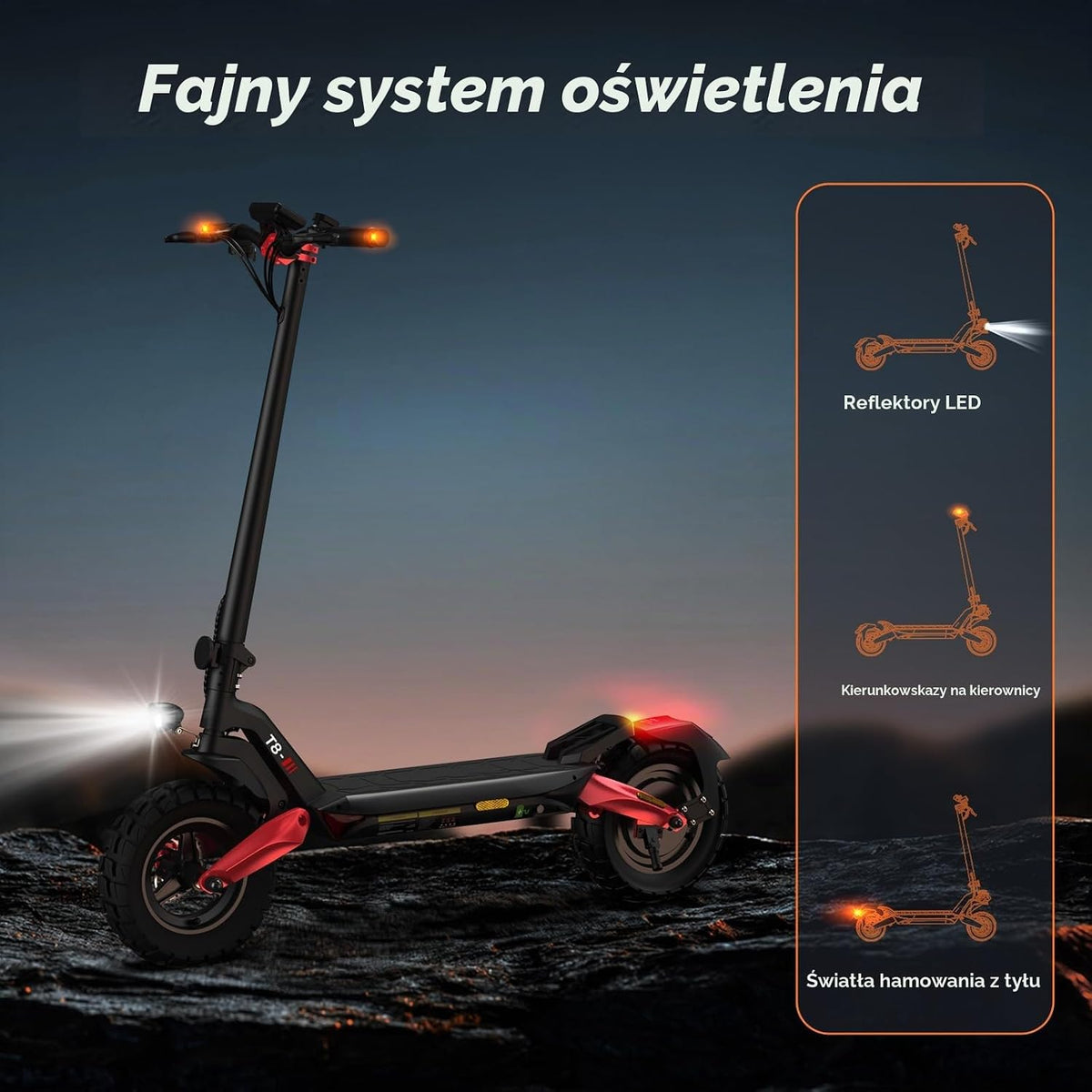 Skuter elektryczny z dopuszczeniem do ruchu drogowego, zasięg 80-100 km, 48 V, 15 Ah, opony pneumatyczne 10 cali, ABE skuter elektryczny z podwójną amortyzacją uderzeń, składana hulajnoga elektryczna