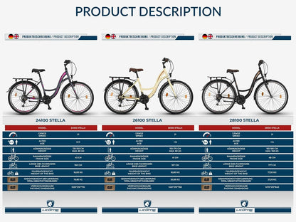 Licorne Bike Stella Premium City Bike rower miejski o średnicy koła 28 cali – rower dla dziewcząt, chłopców, mężczyzn i kobiet – 21-biegowa przerzutka, rower holenderski, beżowy